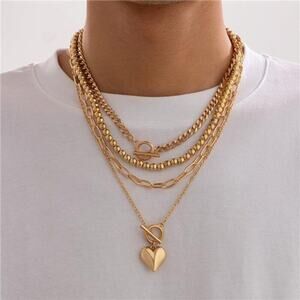 Chunky Golden Necklace Stack Layered Necklaces for Women Chunky Necklace